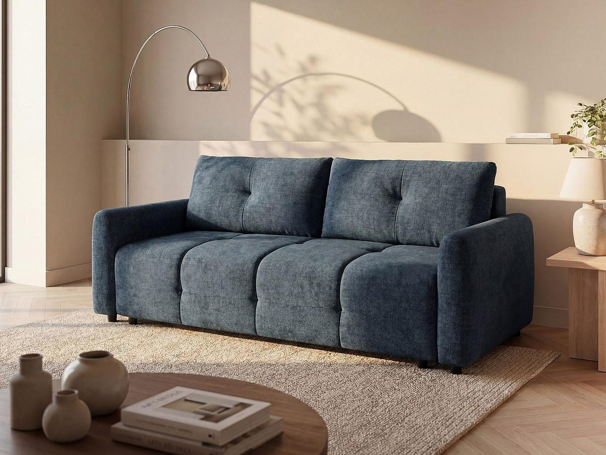 SCHLAFSOFA - 3 Personen - Stoff - Blaugrün - - Grün, Textil (218/86/92cm) - Vente-Unique