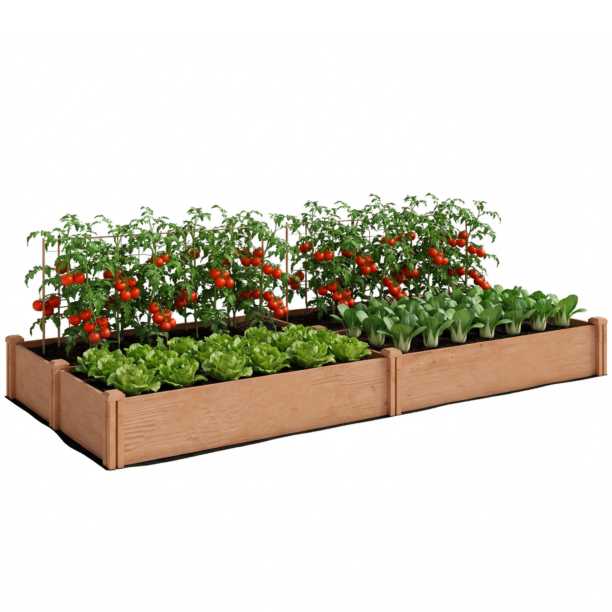 HOCHBEET DE-12291 4 Zonen, modulares Stecksystem, 234/109/25 cm Hellbraun - Braun, Holz (234/25/109cm) - ComfortXL