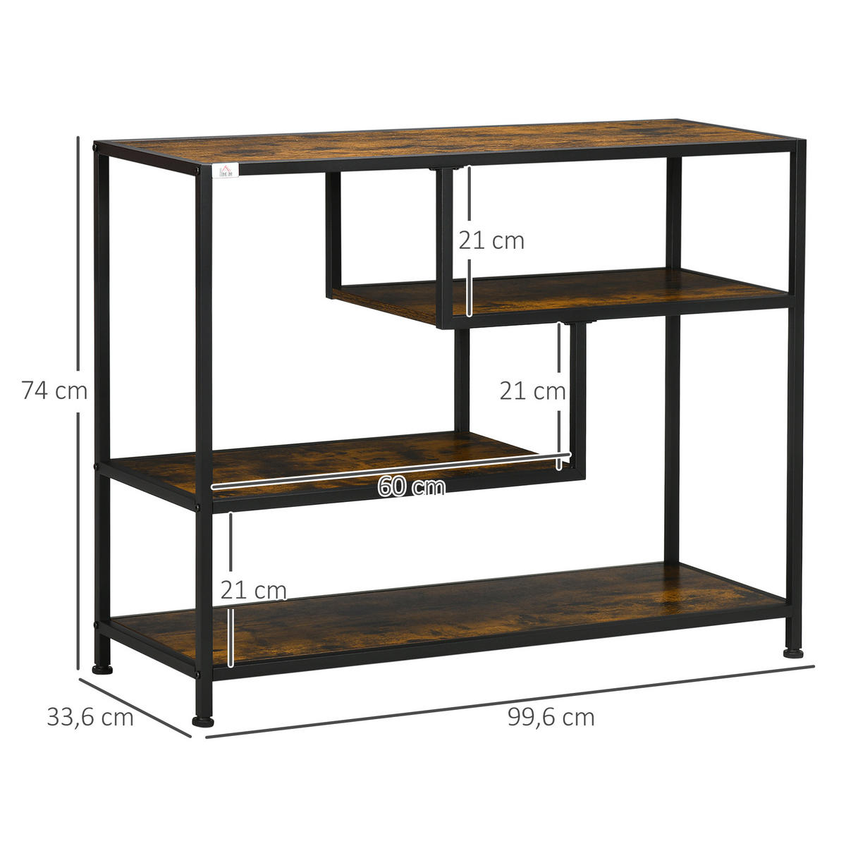 KONSOLENTISCH, 99,6L x 33,6B x 74H cm - Schwarz/Braun, Holzwerkstoff/Metall (99.6/33.6/74cm) - HOMCOM