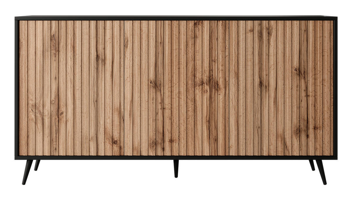 SIDEBOARD Bello Schwarz Eiche 154 cm - Schwarz, Holzwerkstoff (154/78/38cm) - Selsey