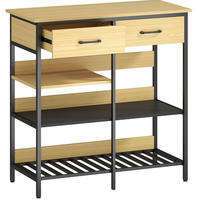 SIDEBOARD aus Spanplatte und Stahl 90x40x91 cm Naturholz mit 2 Schubladen und 3 offenen Ablagen - Naturfarben, Holzwerkstoff (90/91/40cm) - IVMEU