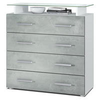KOMMODE Pavos Beton Oxid Optik - Hellgrau, Holzwerkstoff (76/81/35cm) - Vladon
