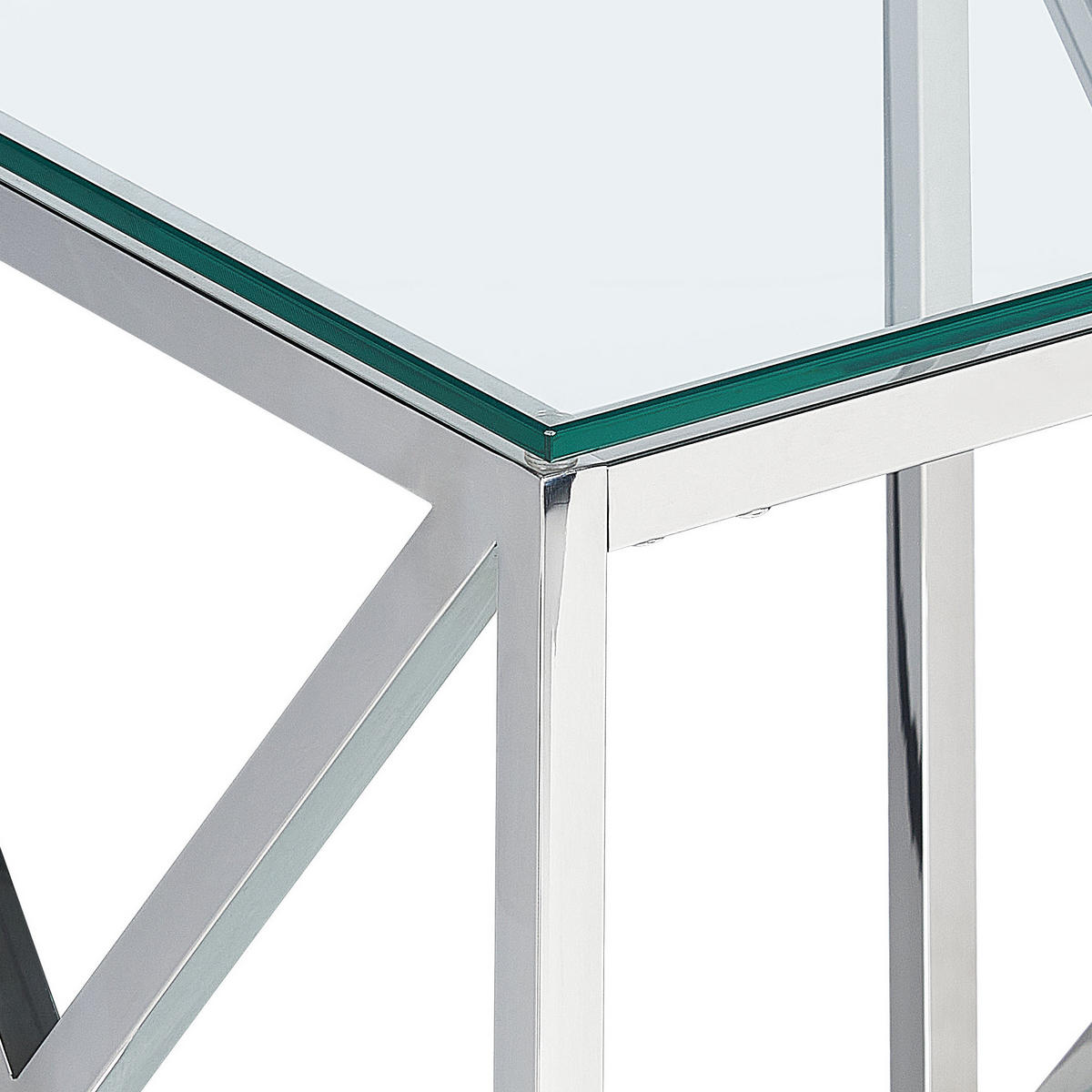 BEISTELLTISCH Glas silber quadratisch 45/45 cm Audet - Transparent/Silberfarben, Glas (45/45/48cm) - Beliani