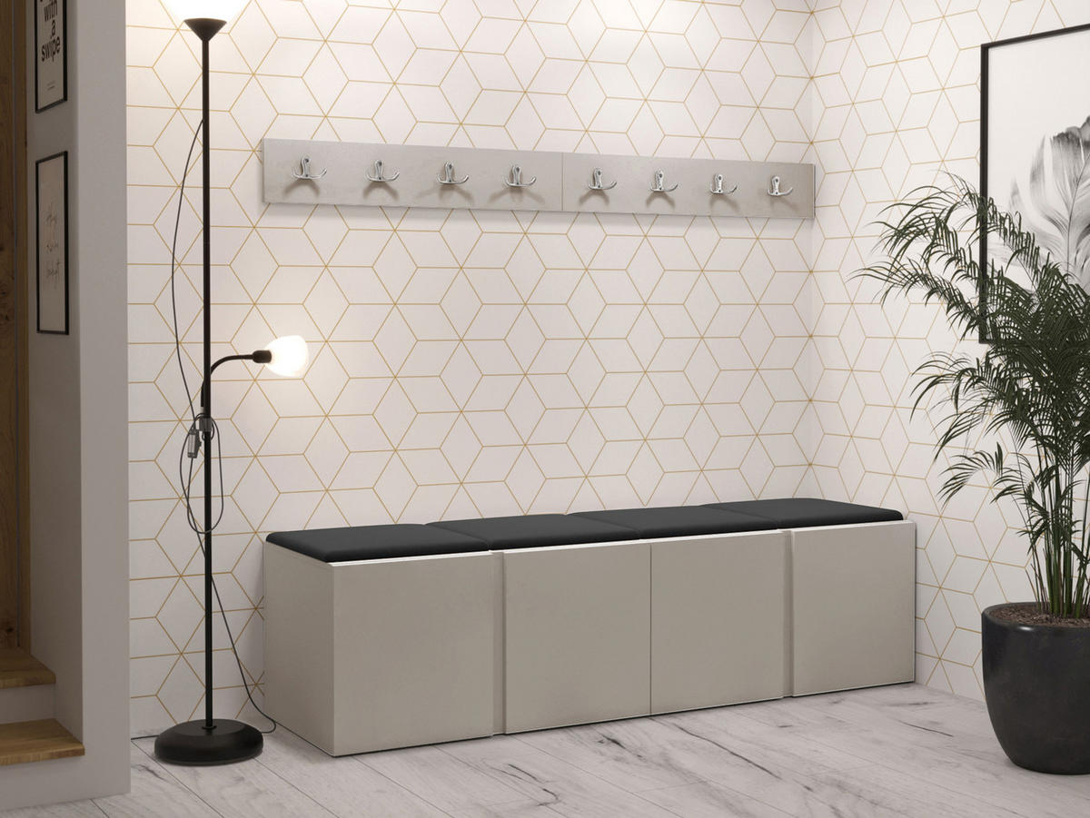 GARDEROBEN-SET Orion VII - Kaschmir/Anthrazit, Holzwerkstoff/Kunststoff (168/42/46cm) - MIRJAN24