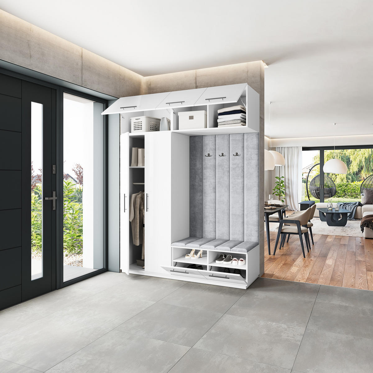 GARDEROBENSCHRANK REMA 180/240/60 cm Modern Weiß - Weiß, Holzwerkstoff (180/240/60cm) - MASSENO