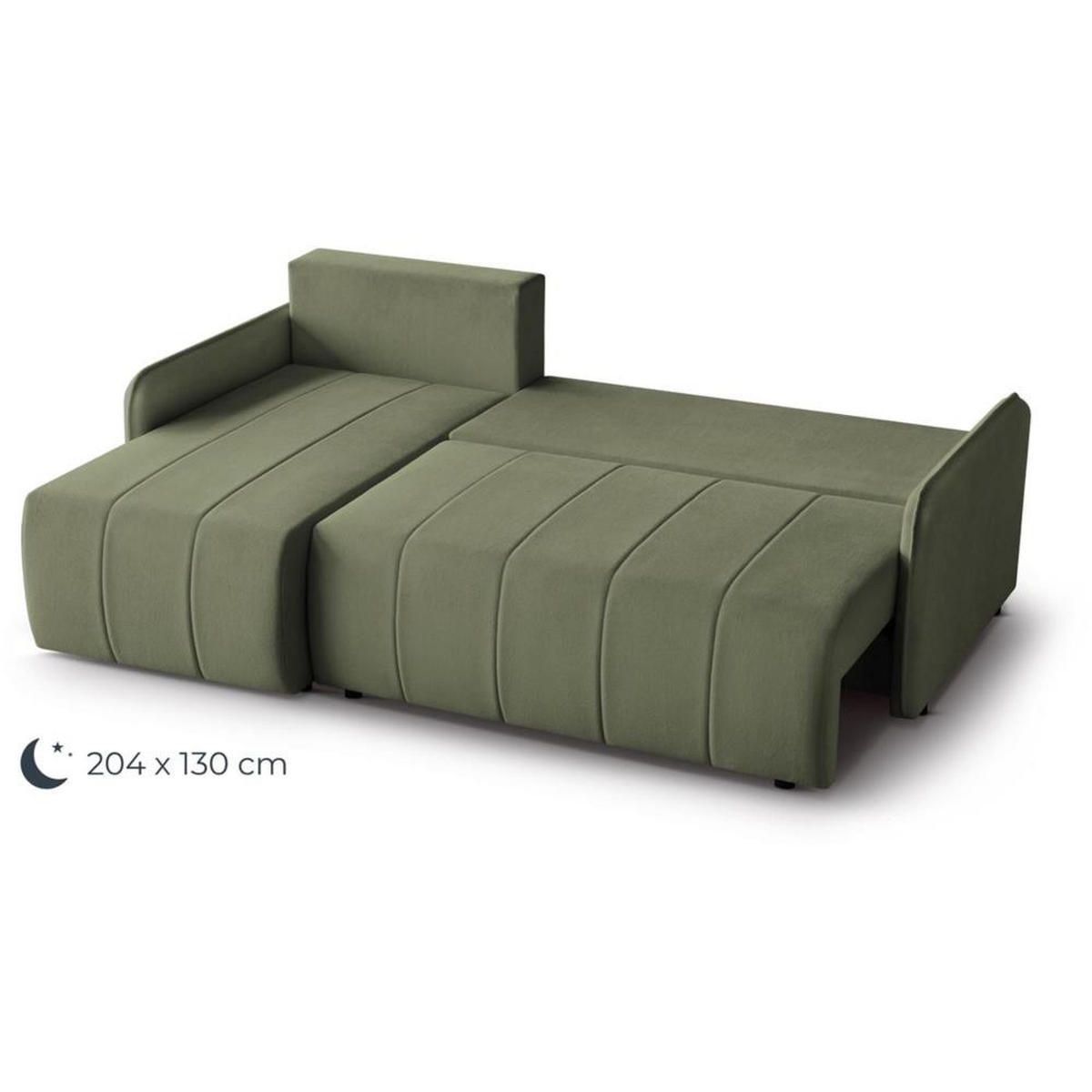 ECKSCHLAFSOFA Capri grün - Schwarz/Grün, Kunststoff/Textil (223/156cm) - Beautysofa