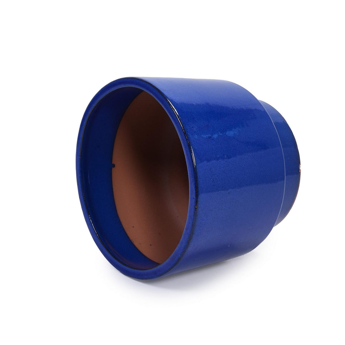 BLUMENTOPF große/handgemachte Ø38/30,5/23 cm Pflanzkübel glatte Glasur - Blau, Keramik (38/33cm)