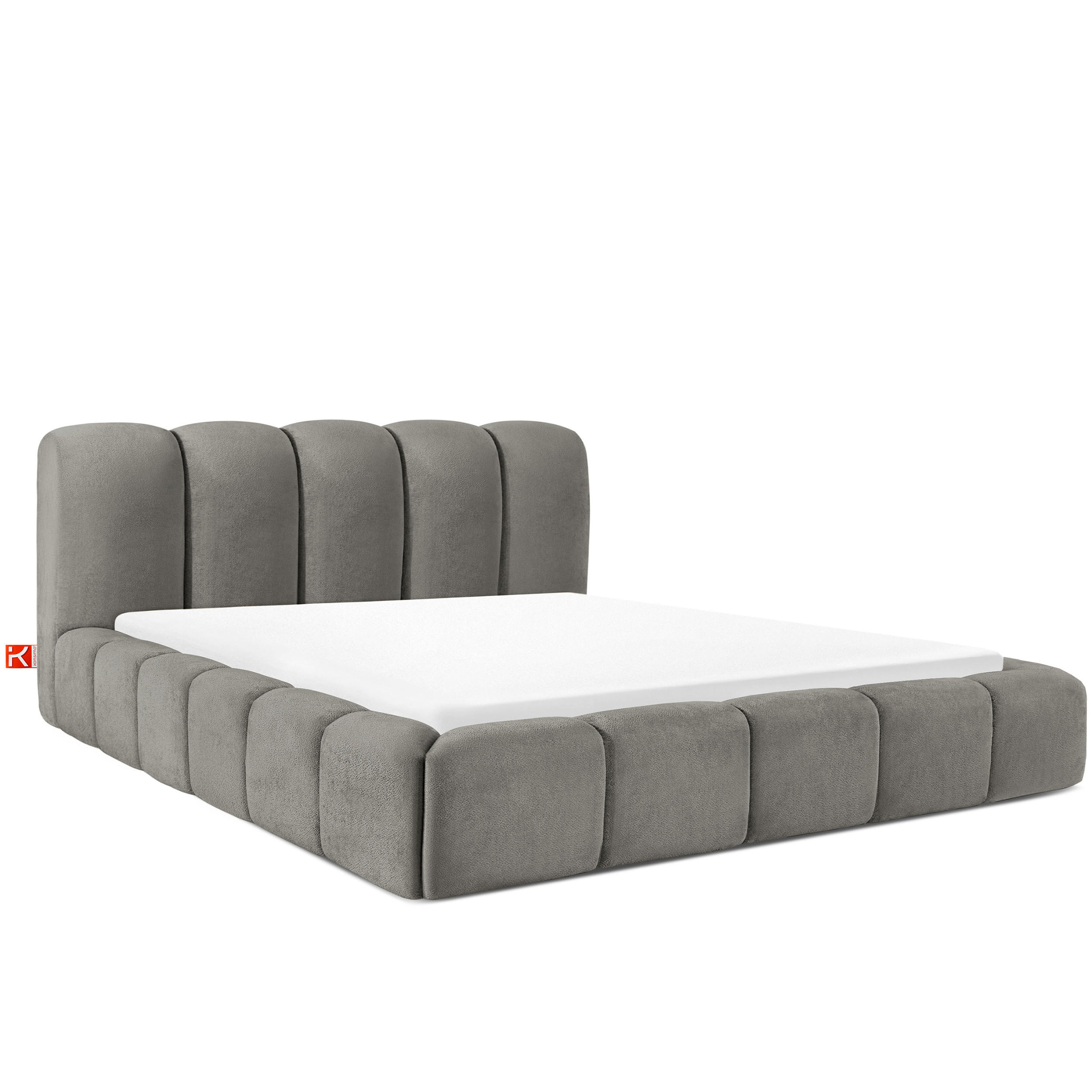 POLSTERBETT MERIDE Chenille, Dunkelgrau - Dunkelgrau/Schwarz, Holz/Textil (200/200cm) - KONSIMO®