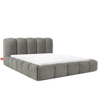 POLSTERBETT MERIDE Chenille, Dunkelgrau - Dunkelgrau/Schwarz, Holz/Textil (200/200cm) - KONSIMO®