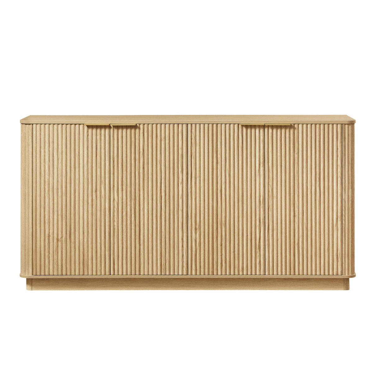 KOMODA z MDF 160x80x40 cm dubový dekor se 4 dvířky, úložným prostorem a vlnitým čelem - barva dubu, kompozitní dřevo (160/80/40cm) - Modfu