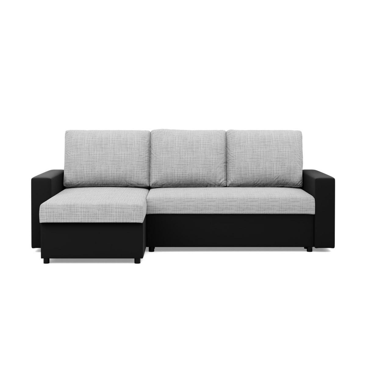 ECKSOFA MIT SCHLAFFUNKTION LUNA, Grau + Schwarz - Schwarz/Grau, Textil (231/140cm)