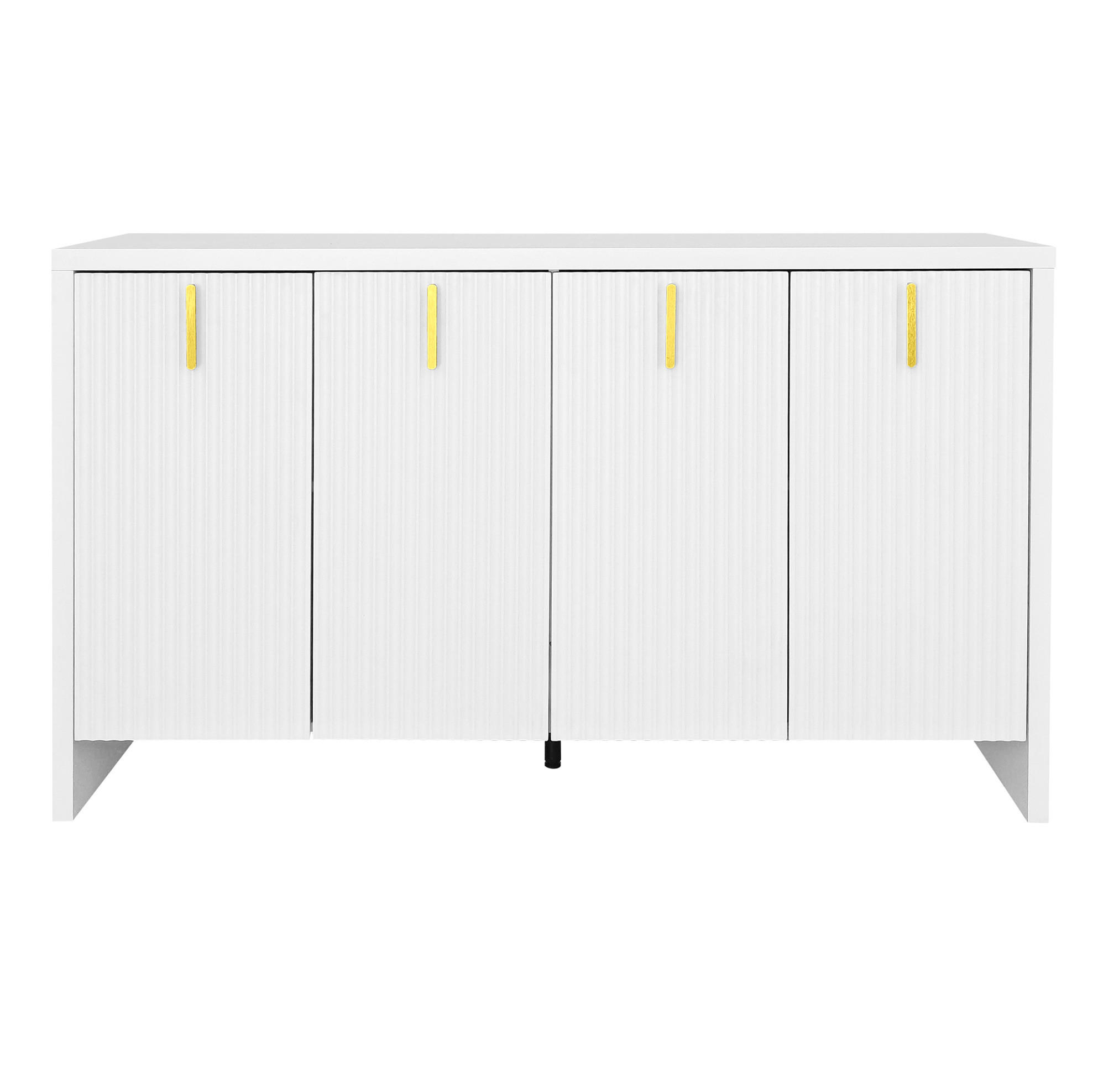 SIDEBOARD in Weiß mit verstellbaren Einlegeböden und goldenen Griffen, 140/38/80 cm, Weiß - Weiß, Holzwerkstoff (140/38/80cm) - Redom