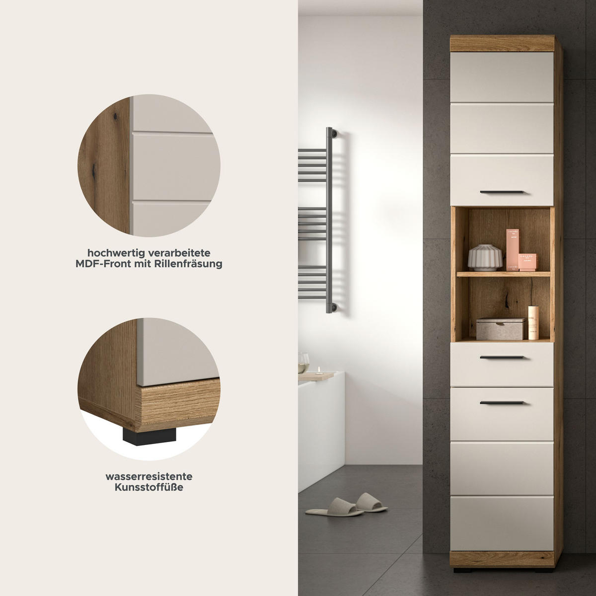 HOCHSCHRANK SCOUT (B/H/T: ca. 37/191/31 cm) in Evoak Oak Nachbildung/- - Eichefarben, Holz (37/191/31cm)