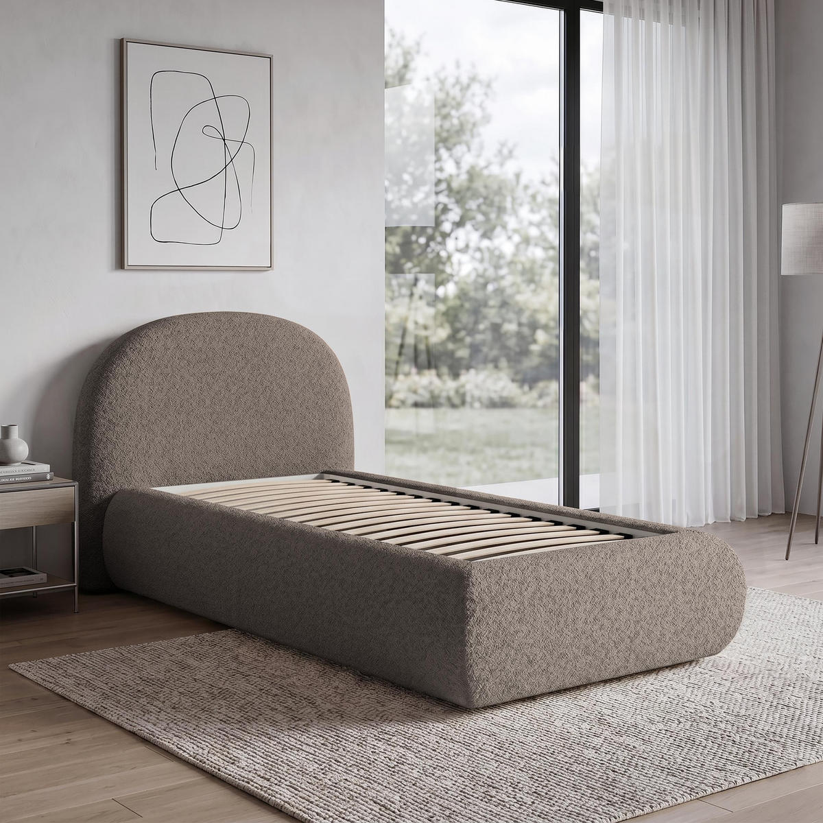 POLSTERBETT Motti 90x200, Einzelbett mit Bettkasten, ohne Matratze, Cappuccino - Cappuccino, Holzwerkstoff (90/200cm) - Beautysofa