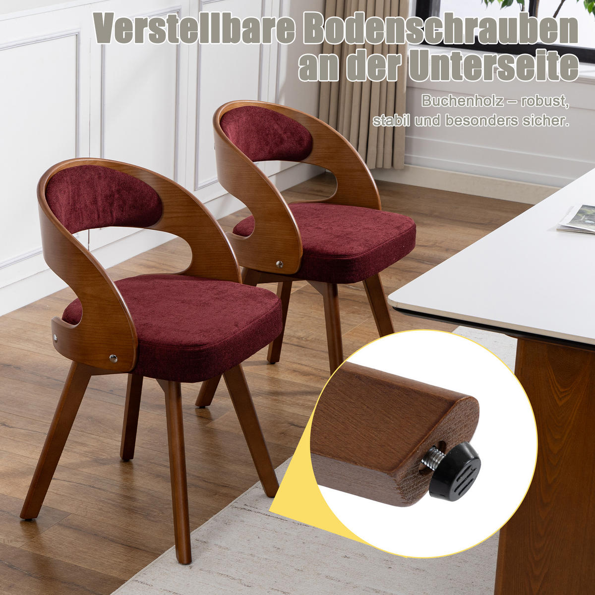 ESSZIMMERSTUHL 2er-Set drehbar mit Leinenkissen, Weinrot - Weinrot, Textil (41/72/44cm)