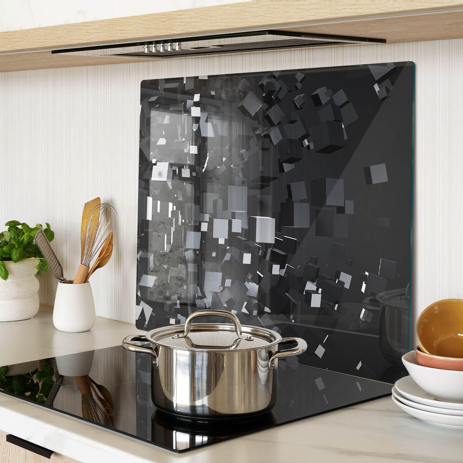 GLASPLATTE 60x52 cm 3D - Schwarz, Glas (60/0.4/52cm) - TULUP