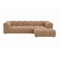 ROHOVÁ SEDAČKA ve tvaru L, velurová tkanina Bluvel, Latte, Pravá strana, Averro XL - kapučínová, dřevo (320/150cm) - Kaiser Möbel