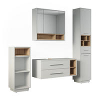BADMÖBEL-SET Beatrice, Weiß/Sonoma, 4-teilig - Weiß/Sonoma Eiche, Holzwerkstoff (100/40/40cm) - Vicco
