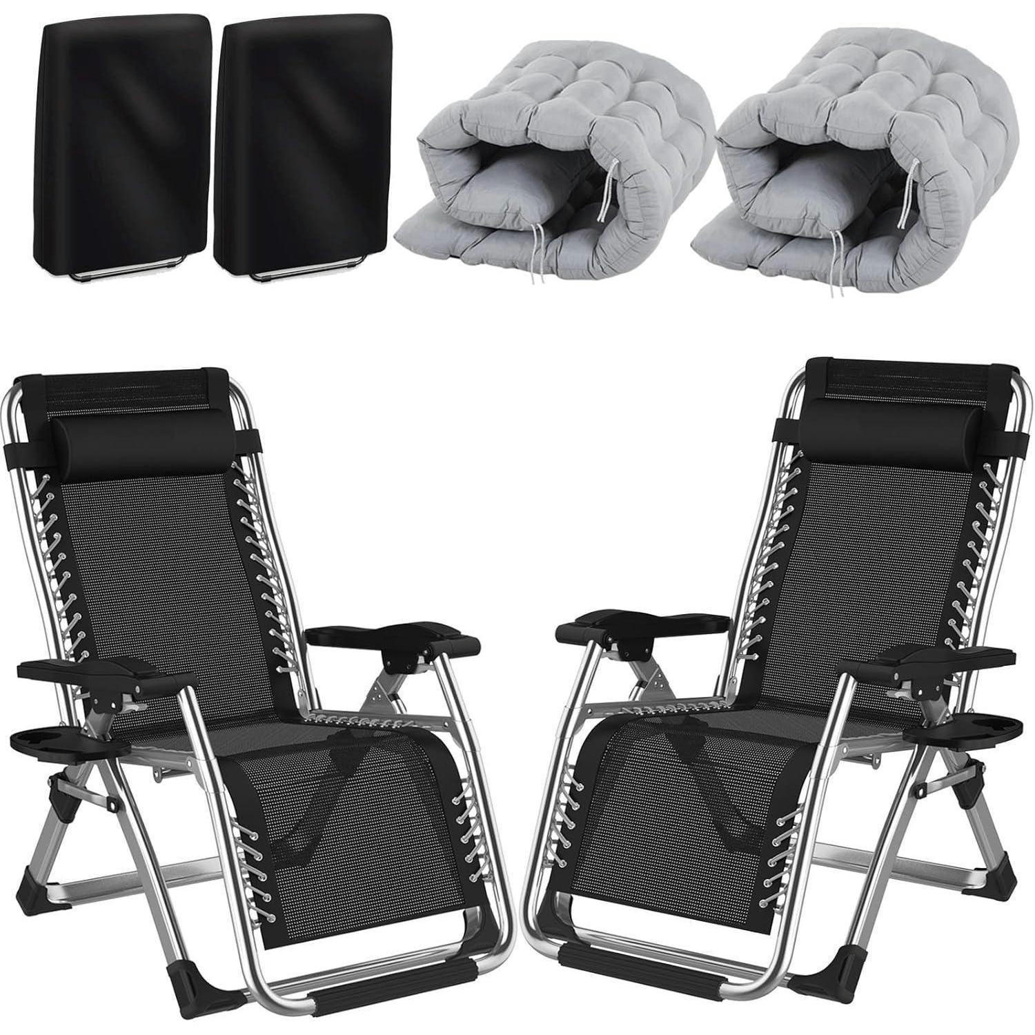 SONNENLIEGE 2er Set Grau 72 cm Breit - Schwarz, Textil (72/77/172.5cm)