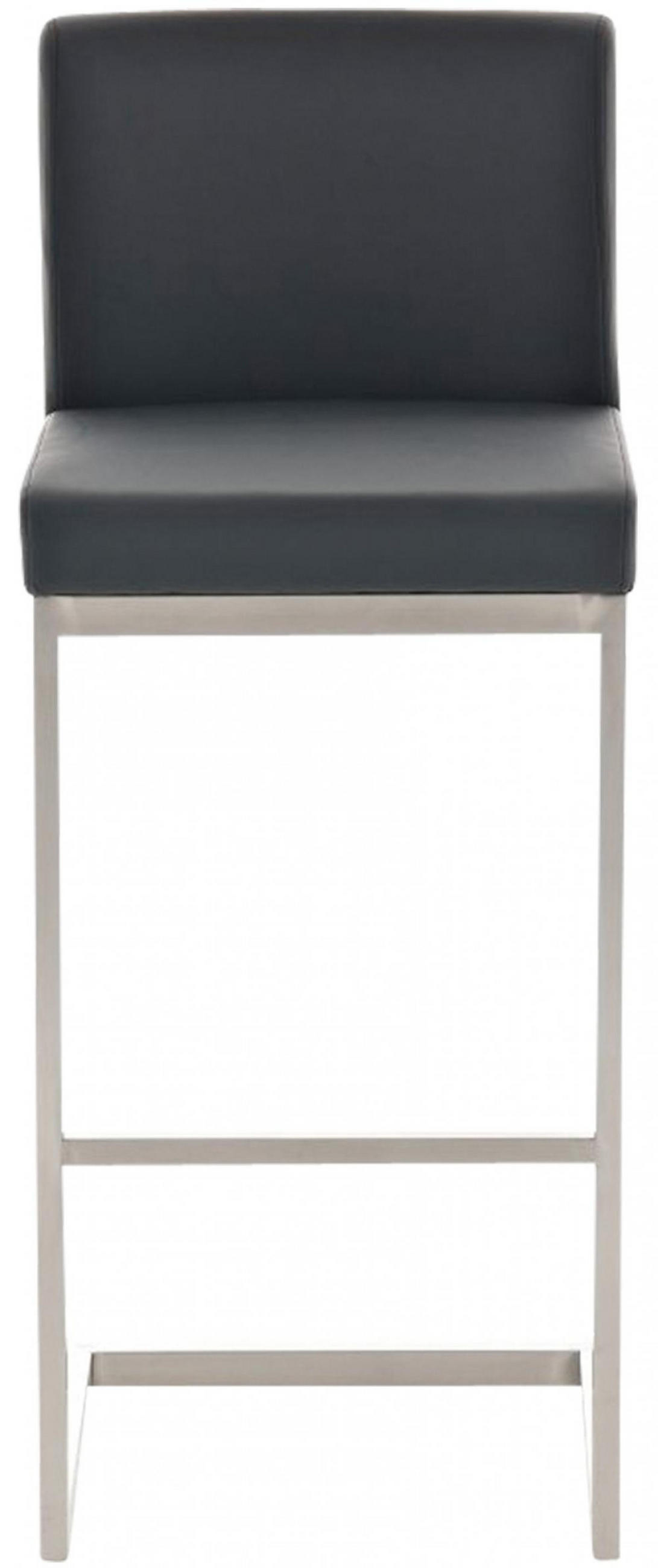BARHOCKER Lederlook Schwarz - Edelstahlfarben/Schwarz, Textil/Metall (42/104/48cm) - CLP