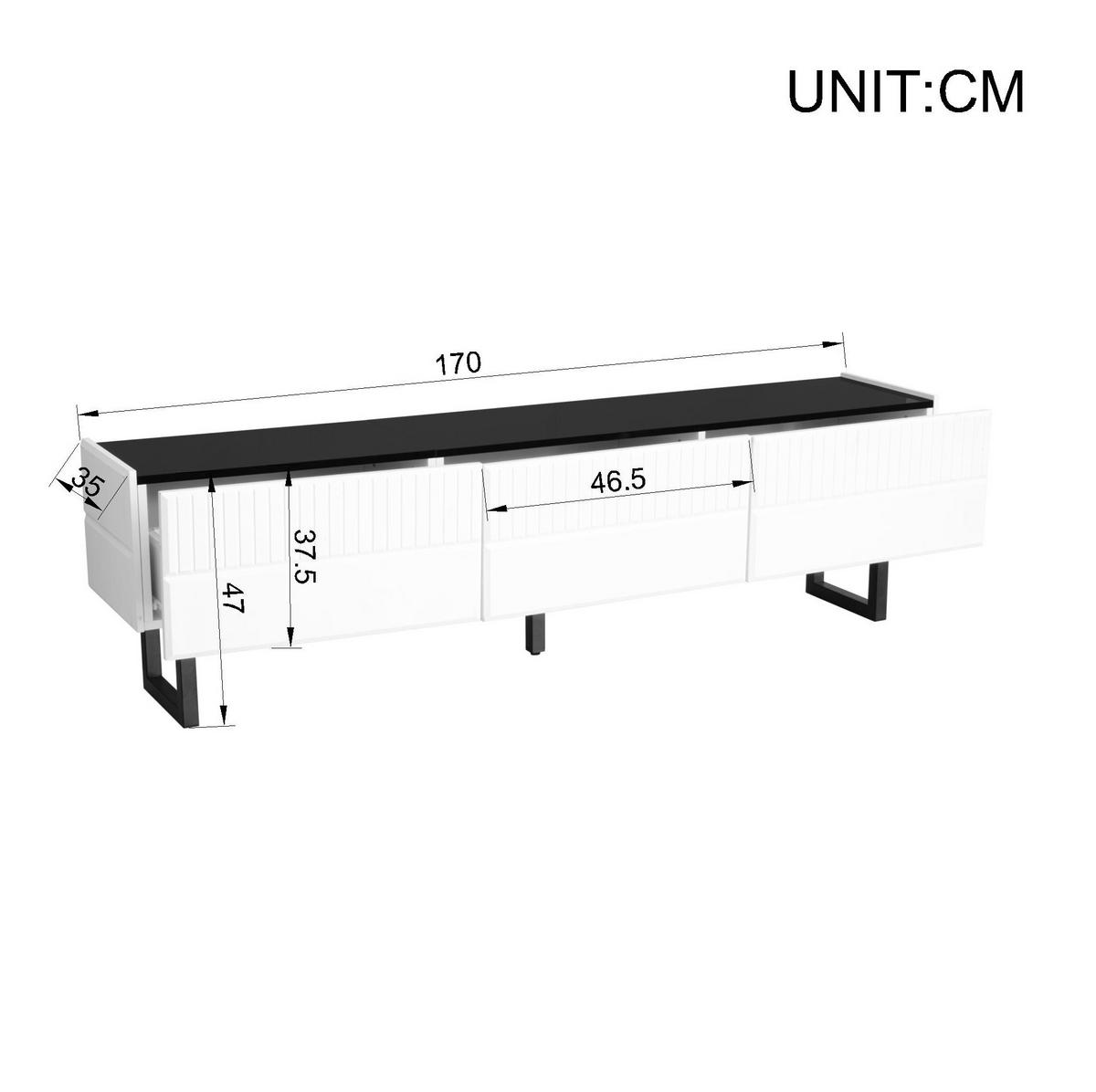 TV-SCHRANK mit Schubladen 170 x 35 cm Schwarz/Weiß - Schwarz, Holzwerkstoff (35/47/170cm) - Beauniv