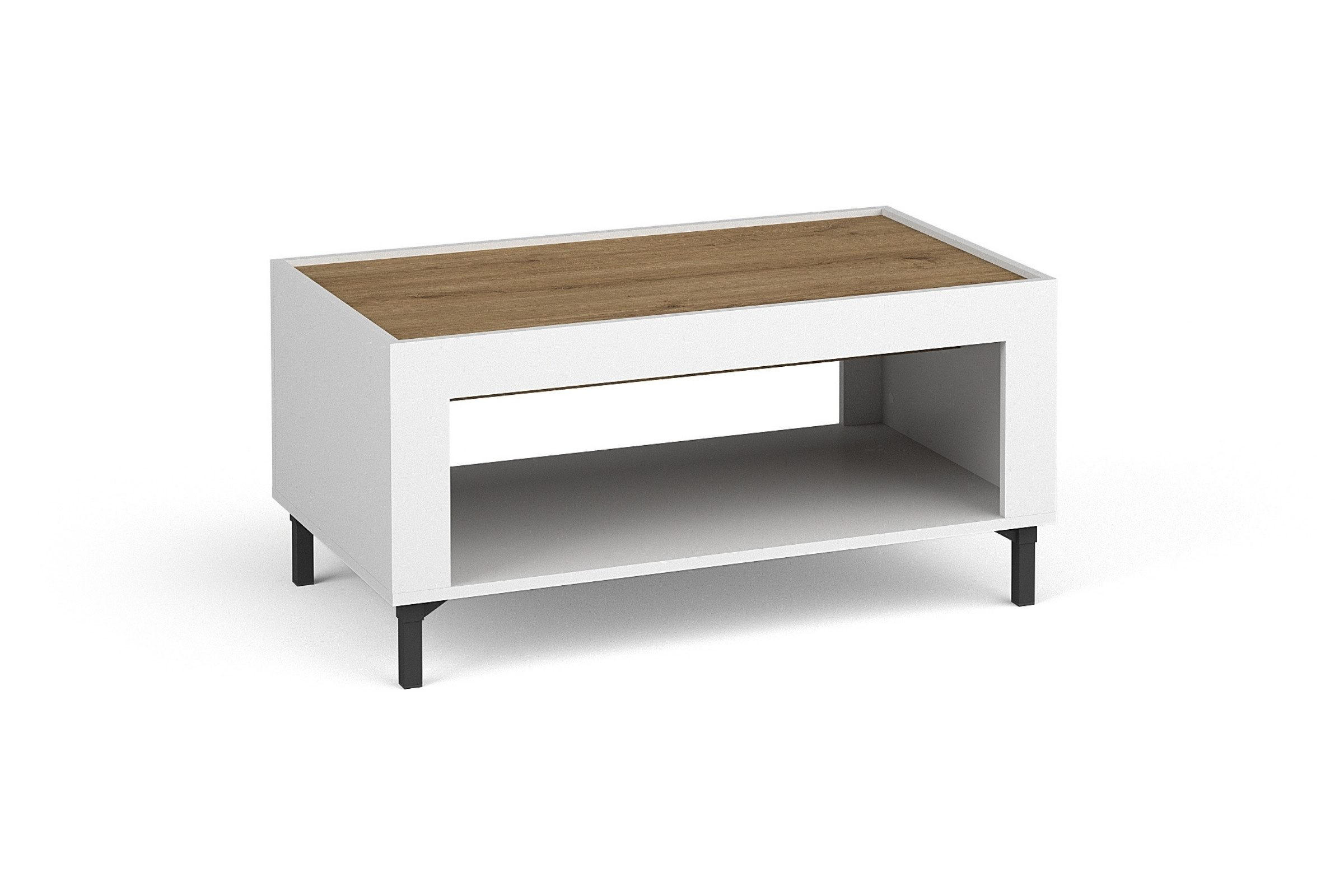 COUCHTISCH MONI 09 in Weiß / Eiche Whiskey matt 56/97 cm - Weiß, Holzwerkstoff (97/56/47cm) - Deine Möbel 24