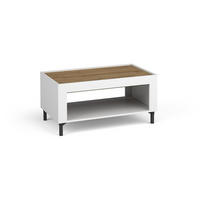 COUCHTISCH MONI 09 in Weiß / Eiche Whiskey matt 56/97 cm - Weiß, Holzwerkstoff (97/56/47cm) - Deine Möbel 24