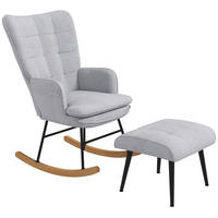 SCHAUKELSTUHL Set mit Hocker Polyesterbezug, Metallgestell 64/89/90 cm Hellgrau - Hellgrau, Textil (89/90/64cm) - Redom