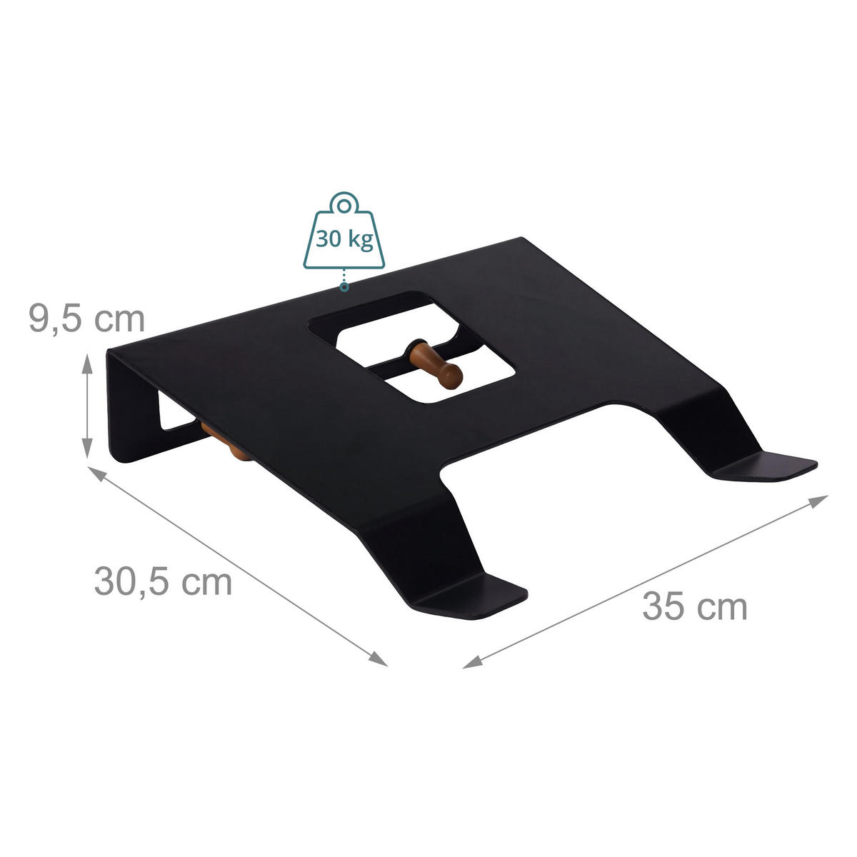 FAHRRADWANDHALTERUNG Schwarz 3-in-1 mit Ablage und Haken - Schwarz, Metall (35/9.5/30.5cm) - Relaxdays