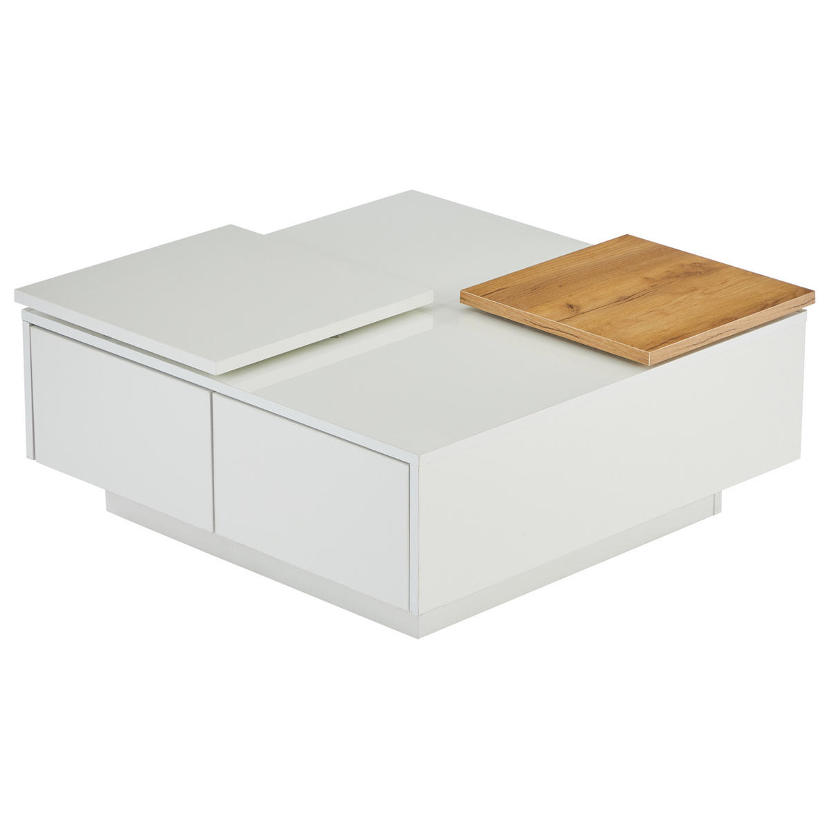 COUCHTISCH Weiß 75/75/33,5 cm mit verschiebbarer Tischplatte - Weiß, Holzwerkstoff (75/75/33.5cm) - PANGIVO