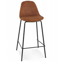BARHOCKER mittelhoch mit Mikrofaser Sitz und Metallgestell GIRON, Braun 41x41x89 cm - Schwarz/Braun, Textil/Metall (41/89/41cm) - KADIMA DESIGN