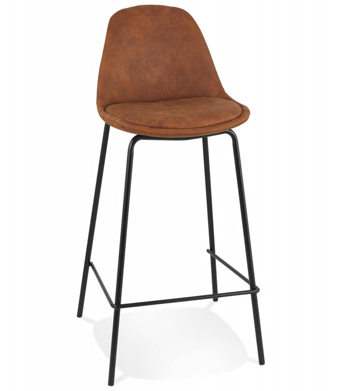 BARHOCKER mittelhoch mit Mikrofaser Sitz und Metallgestell GIRON, Braun 41x41x89 cm - Schwarz/Braun, Textil/Metall (41/89/41cm) - KADIMA DESIGN