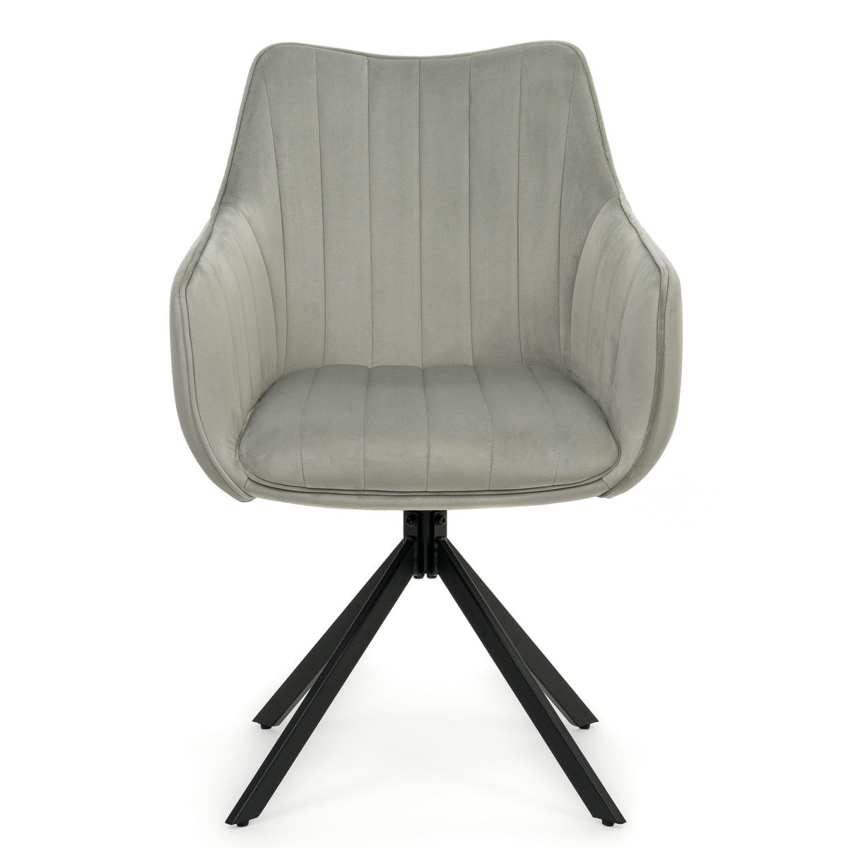 STUHL PIANO drehbar gepolsterter mit Steppung - hellgrau - Velour - Hellgrau/Schwarz, Textil/Metall (59/88/61cm) - NEW HOME
