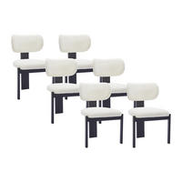 STUHL 6er-Set - Bouclé-Stoff & Kautschukholz - Weiß & Schwarz - WILANA - Schwarz/Weiß, Textil (60/85/56cm) - Vente-Unique