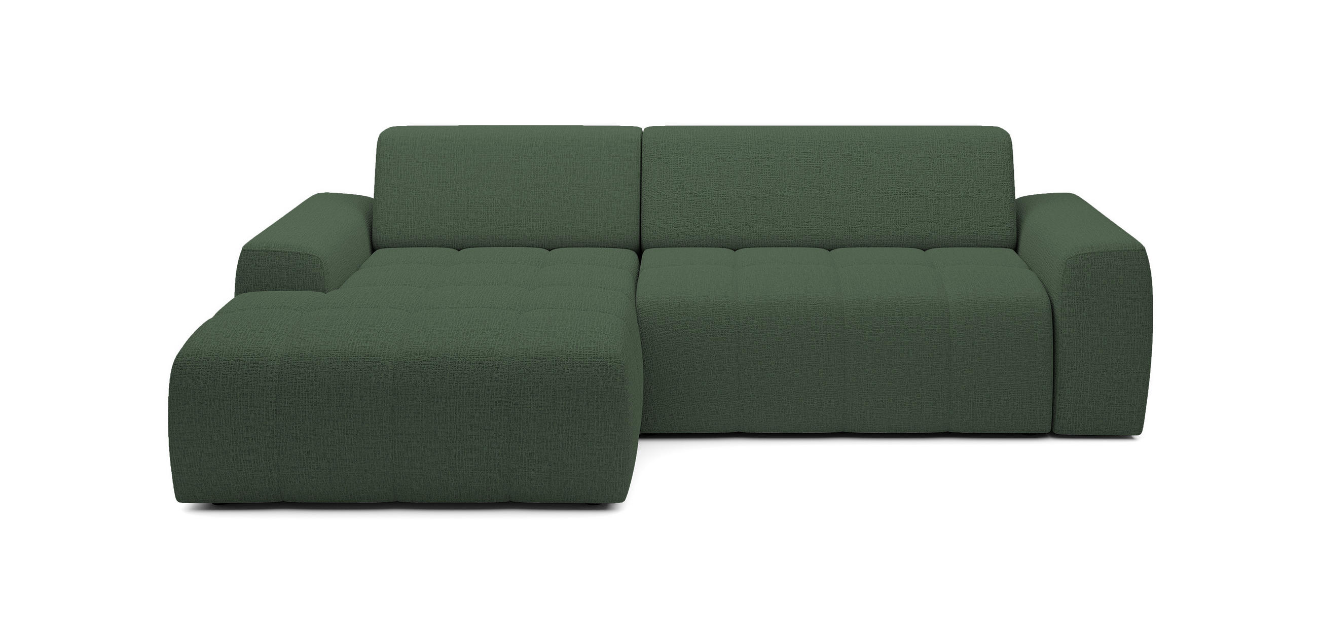 ECKSOFA Savio Freistehend, Mit Abriebfestem Kansas-Stoff, Maße 265x172x81cm, Ausziehbare Sitzfläche 206x92cm, Linke, Grün - Grün, Holz/Textil (172/265cm) - DomoHome