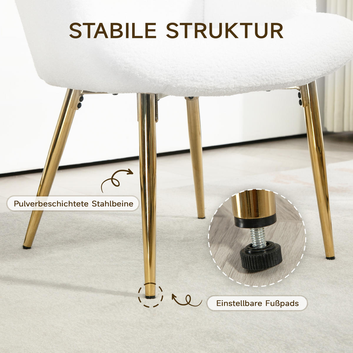 OHRENSESSEL mit Hocker, Sessel mit Sherpa-Bezug, Hohe Rückenlehne, Weiß - Weiß, Kunststoff (68/111/73cm) - HOMCOM