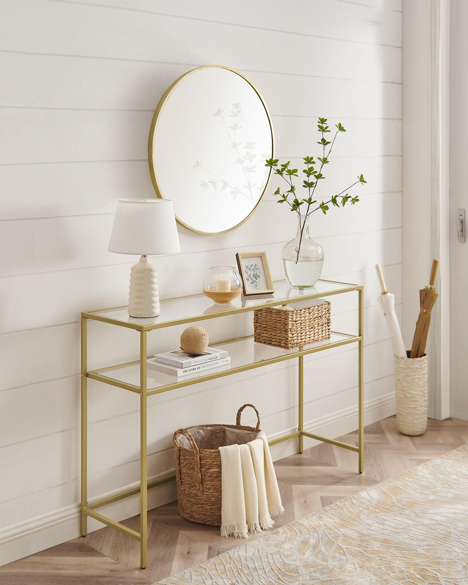 KONSOLENTISCH COTONOU - Goldfarben, Glas (35/120/80cm) - Hansiro