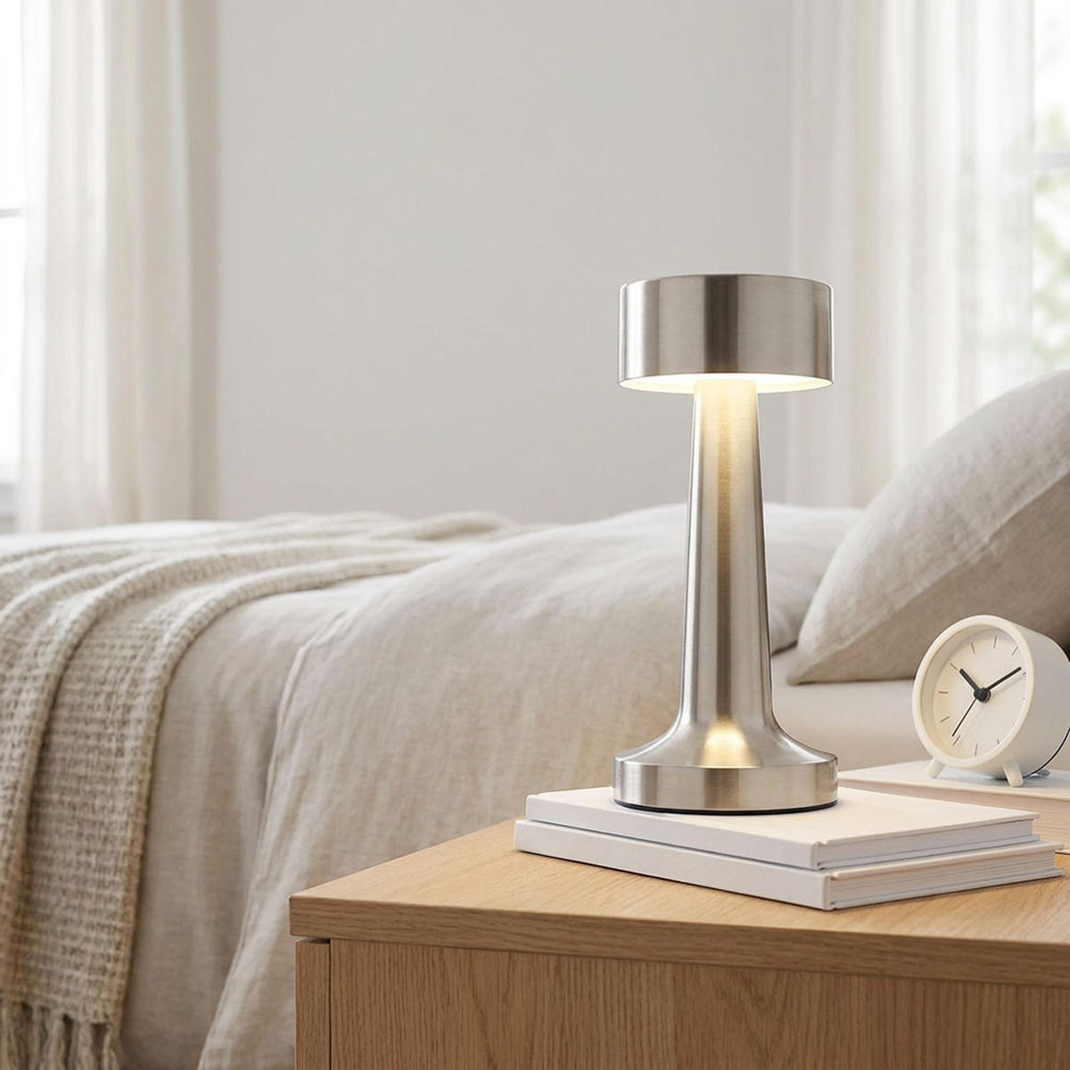 LED TISCHLEUCHTE Nickel Matt - Silberfarben, Metall (9/9/21cm) - Globo Lighting