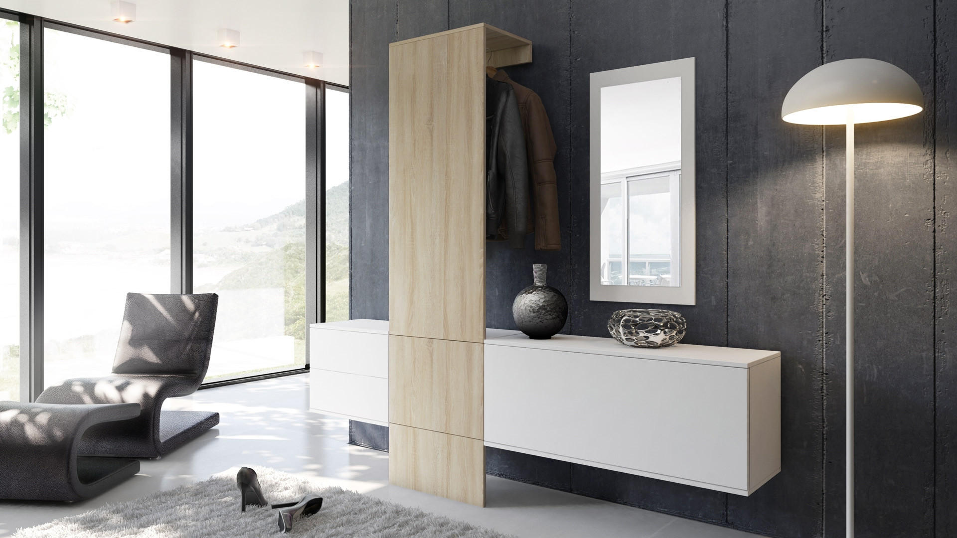 GARDEROBE Carlton Paneel in Eiche sägerau - Eiche San Remo, Holzwerkstoff (208/193/35cm) - Vladon
