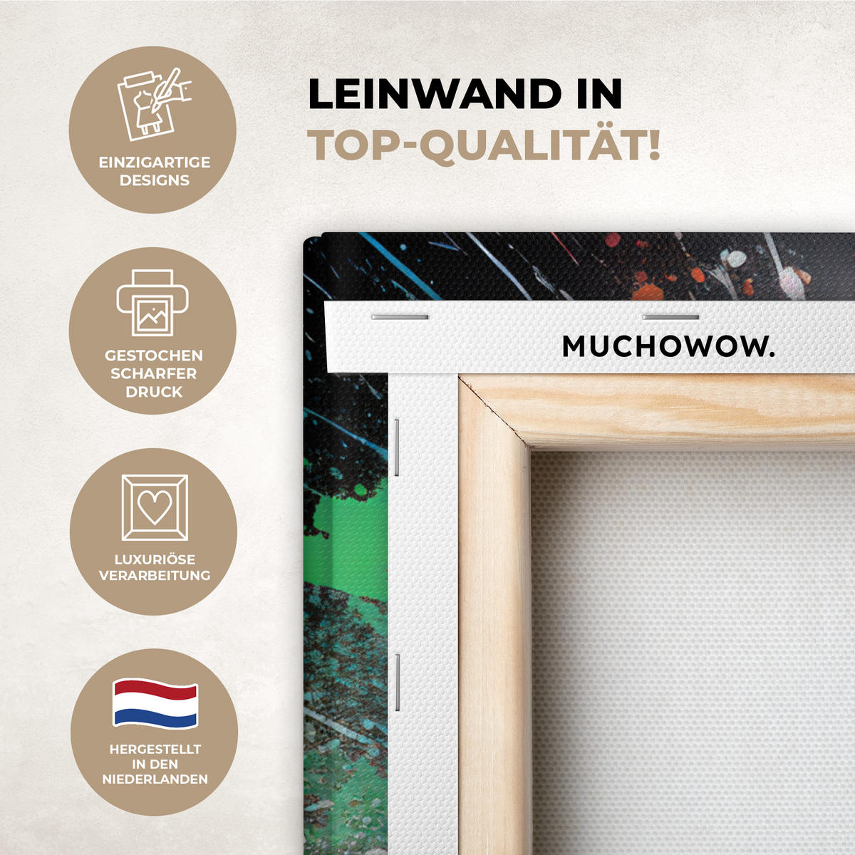 LEINWANDBILD Fußball - Farbe - Farben - Schwarz - Weiß Wandbild Wohnzimmer 50x50 cm - Weiß, Textil (50/50cm) - MuchoWow