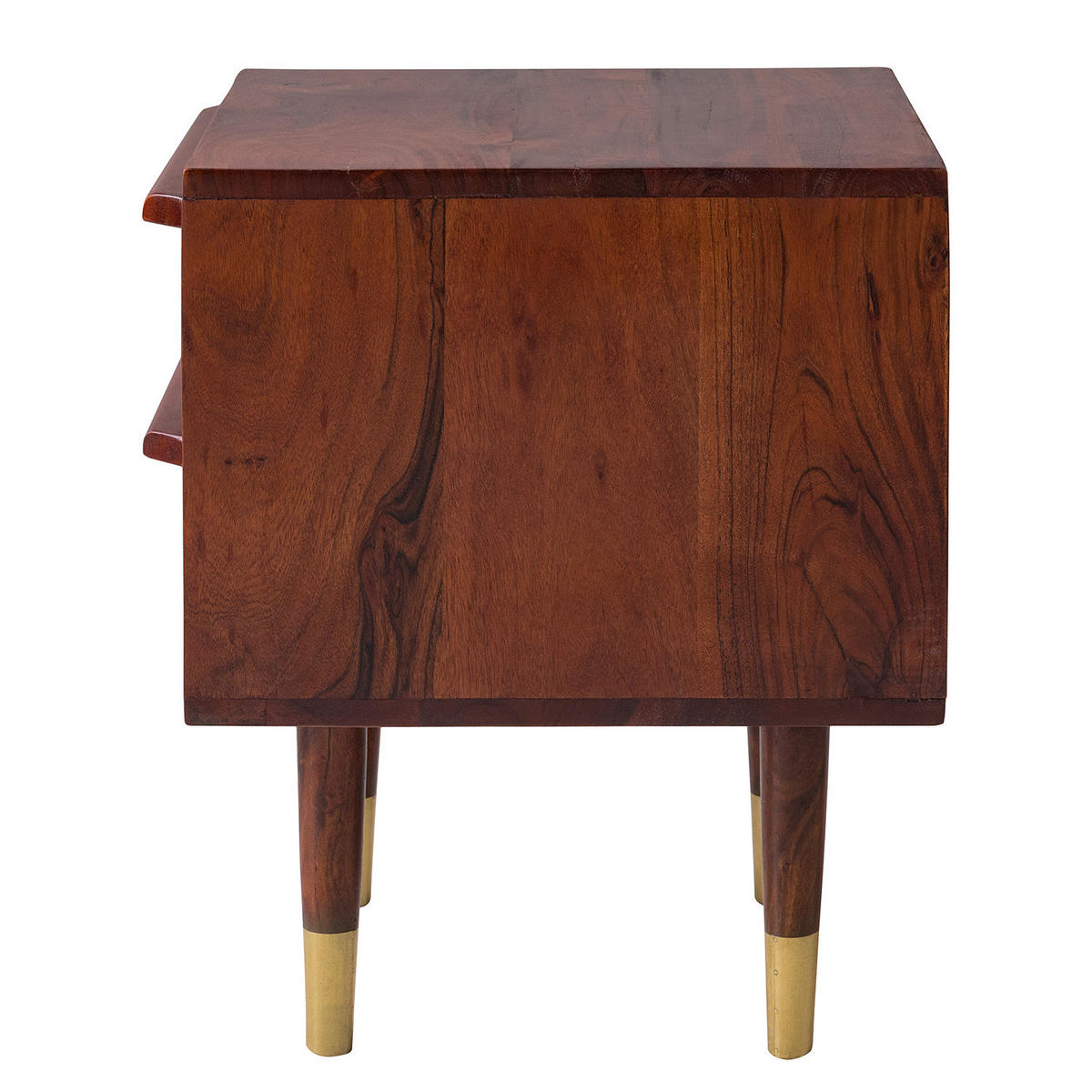 NACHTKOMMODE - Akazie massiv / Metall - Akaziefarben, Holz (40/50/40cm) - home24