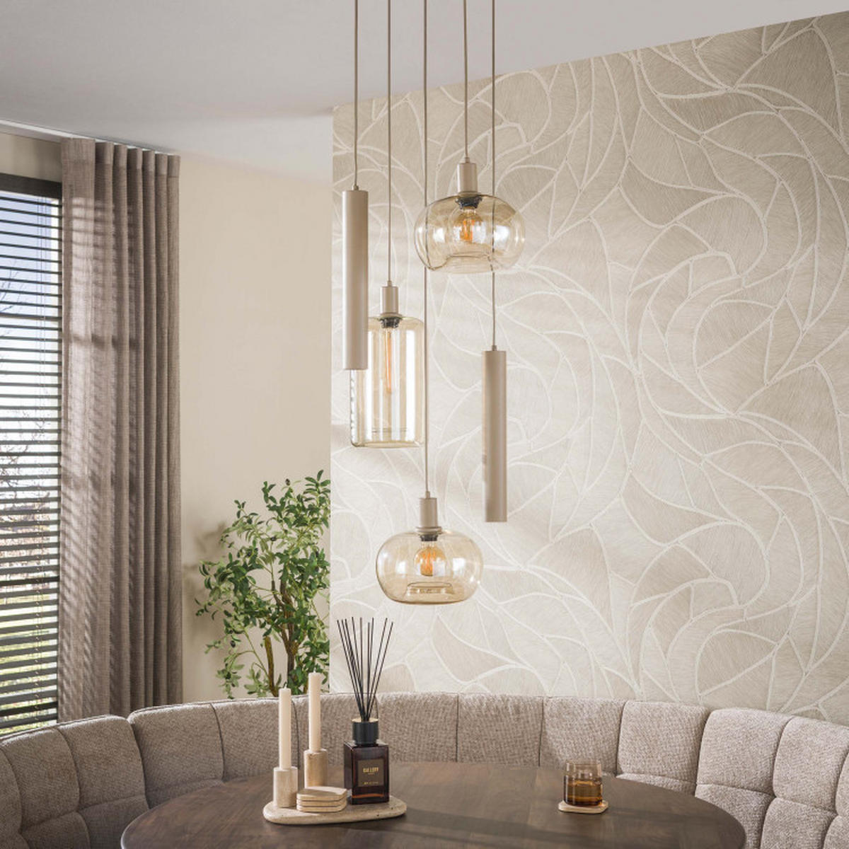 HÄNGELEUCHTE Sera Beige 50/50/150 cm - Beige, Textil (50/50/150cm) - Hoyz Collection