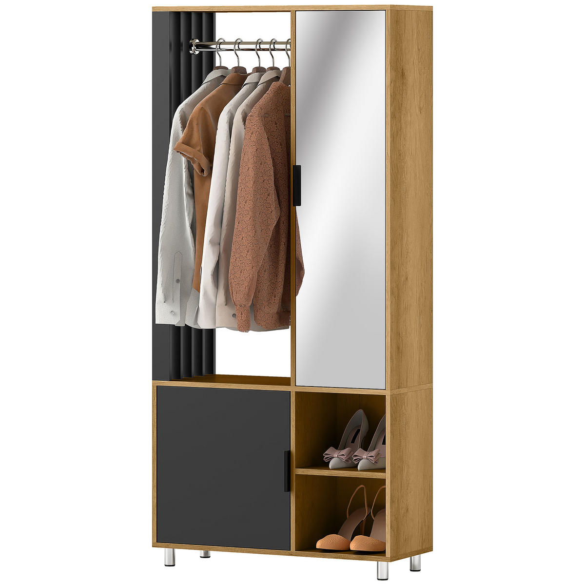 KLEIDERSCHRANK DE-09582 Naturholz - Naturfarben, Holzwerkstoff (80/175/30cm) - ComfortXL