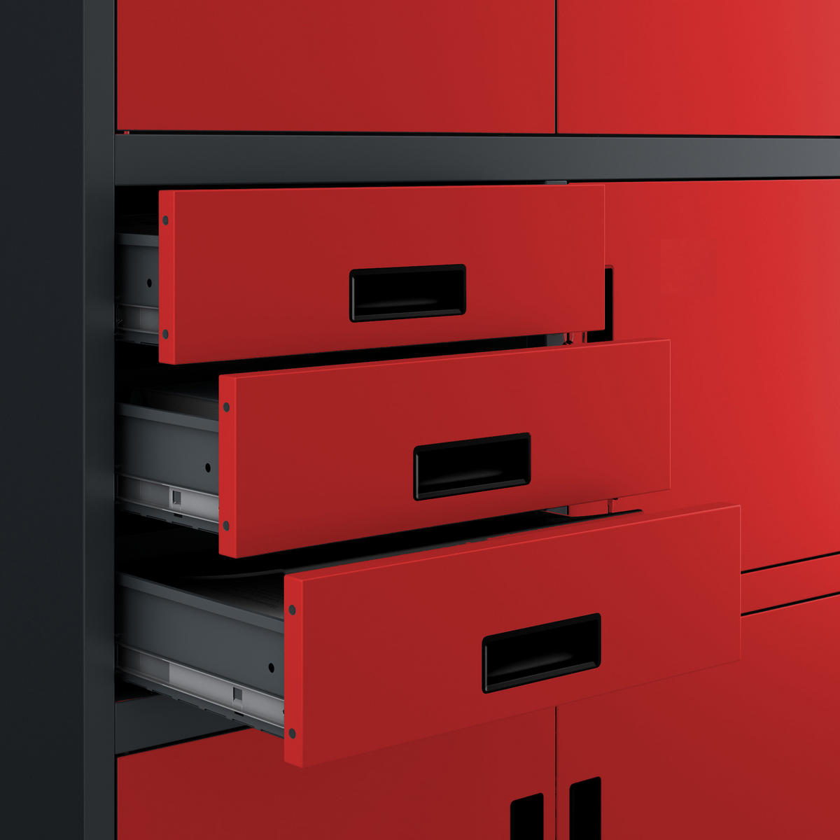 AKTENSCHRANK FILIP II 185x90x40 cm - Anthrazit/Rot, Metall (90/185/40cm) - Jan Nowak