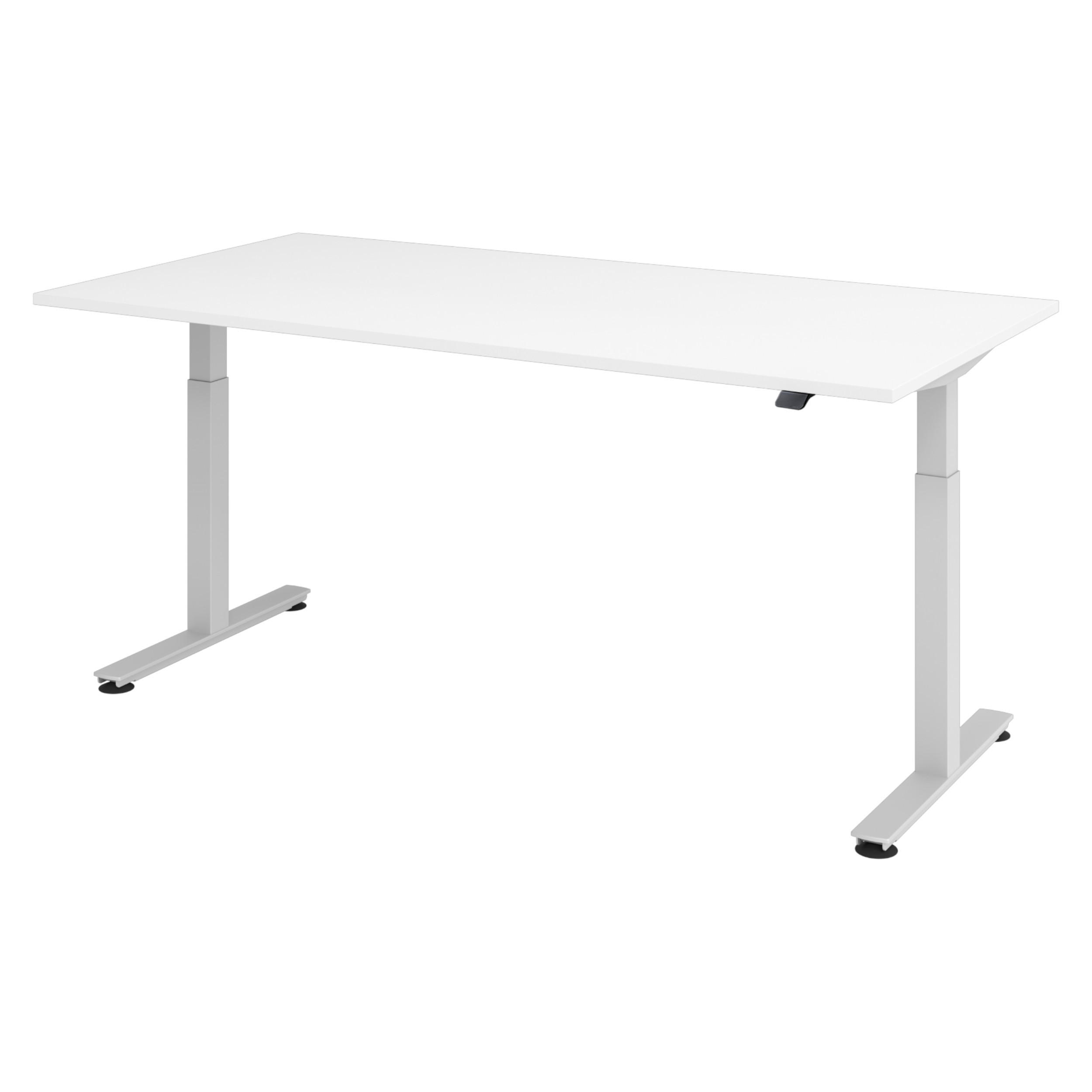 SCHREIBTISCH elektrisch XMST 100/200/74 cm in Weiß/Silberfarben - Silberfarben/Weiß, Holzwerkstoff (100/200/74cm) - bümö