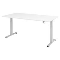 SCHREIBTISCH elektrisch XMST 100/200/74 cm in Weiß/Silberfarben - Silberfarben/Weiß, Holzwerkstoff (100/200/74cm) - bümö