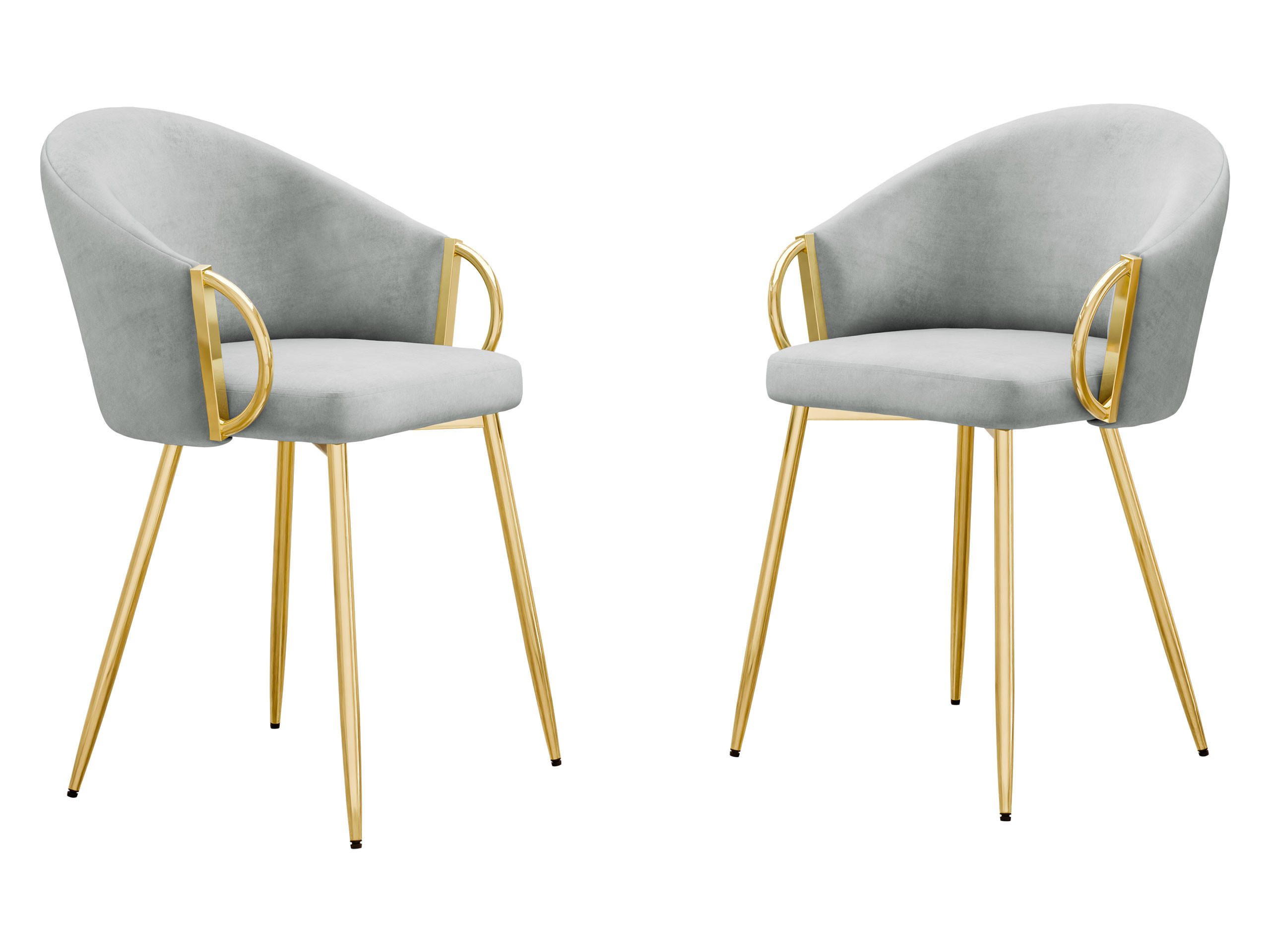 STUHL 2er-Set Muz DC-1171 (2 Stück in Samt) - Goldfarben/Grau, Textil/Metall (54/76/41cm) - MIRJAN24