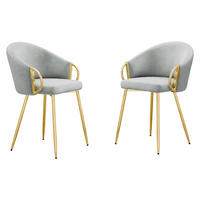 STUHL 2er-Set Muz DC-1171 (2 Stück in Samt) - Goldfarben/Grau, Textil/Metall (54/76/41cm) - MIRJAN24