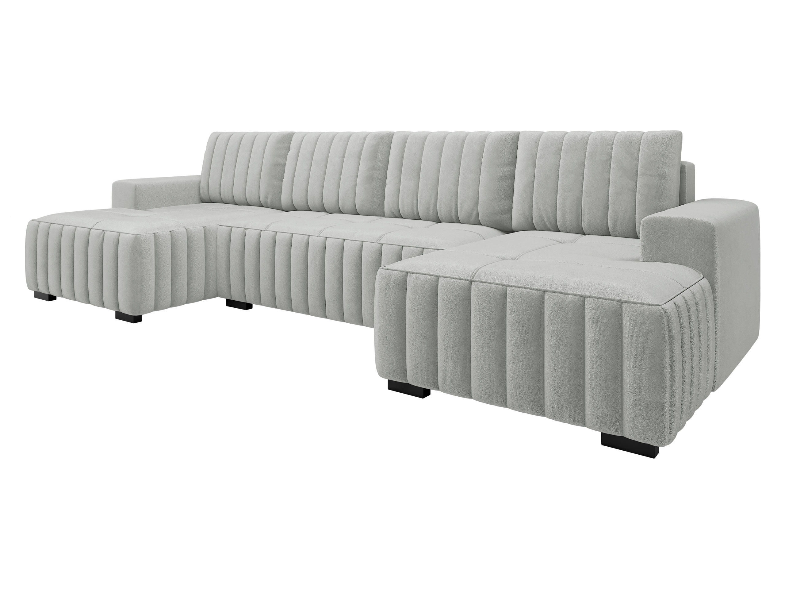 WOHNLANDSCHAFT Hugo U - Hellgrau/Braun, Holz/Textil (310/85/140cm) - MIRJAN24