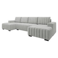 WOHNLANDSCHAFT Hugo U - Hellgrau/Braun, Holz/Textil (310/85/140cm) - MIRJAN24